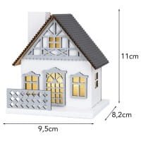 LED-Haus, graues Dach, mit Lichteffekt-Folie, 9,5cm x 8,2cm x 11cm