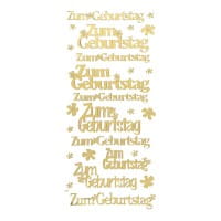 Sticker, Zum Geburtstag, Spiegelfolie, gold