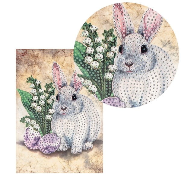 Diamond-Painting-Grußkarte, Strass, Hase 3, 11,5cm x 16,5cm, inkl. Zubehör