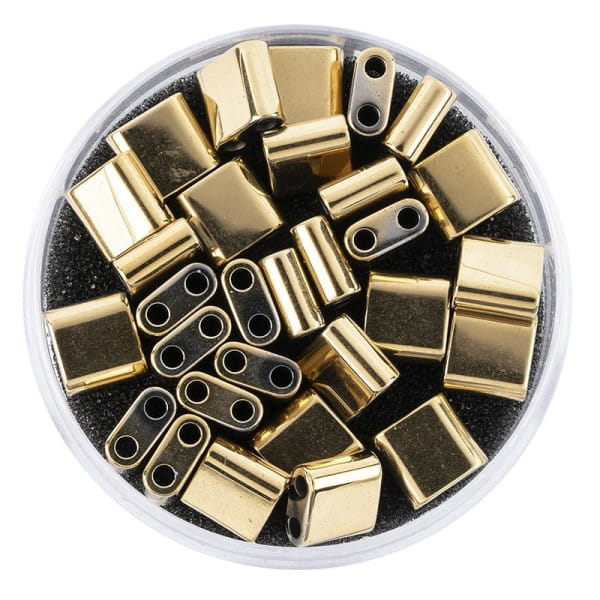 Hämatit-Perlen, Quadrat, 6mm x 6mm x 3mm, metallic-hellgold, 30 Stück