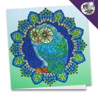 Diamond-Painting-Grußkarte, Strass, Eule, 16cm x 16cm, inkl. Zubehör
