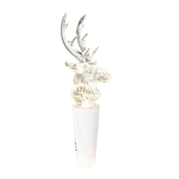 LED-Flaschenlicht mit 2 LED-Lämpchen, Rentier, 12,5cm hoch, weiß