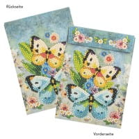 Geschenktaschen-Grußkarte mit Diamond Painting, Schmetterlinge, 16,5cm hoch, inkl. Zubehör