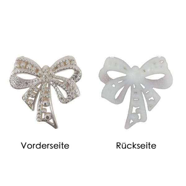 Perlmutt-Schmucksteine, Schleife, 4,5cm x 4,5cm, champagner, 7 Stück