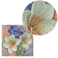 Diamond-Painting-Grußkarte, Lilien und Iris, 16cm x 16cm, inkl. Zubehör