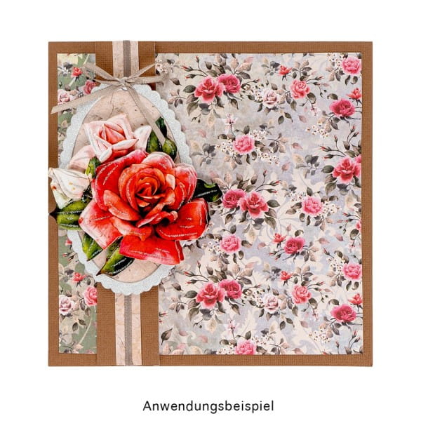 Duo-Design-Papiere, Rosen Deluxe 1, beidseitig bedruckt, 25cm x 25cm, 250g/m², 20 Blatt