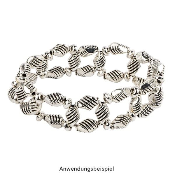 Perlen, mit Streifen-Relief, 9mm x 6mm, silber, 50 Stück