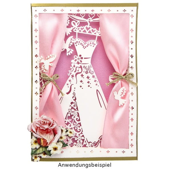 Laser-Grußkarte "Hochzeit 4", 12cm x 18cm, mit Umschlag & fliederfarbenem Einleger