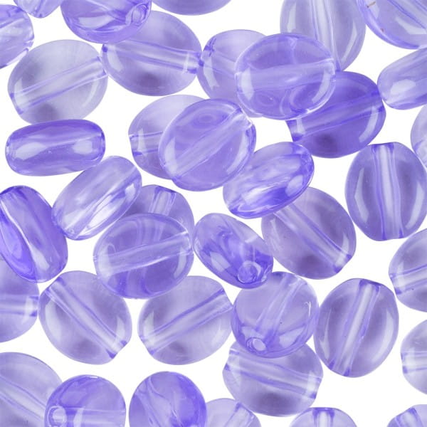 Oval-Perlen, transparent, 8mm, violett, 100 Stück