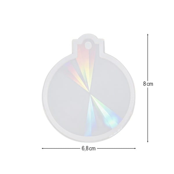 Silikonform, Holografie-Effekt, Weihnachtskugel, 6,8cm x 6,8cm x 0,8cm, lebensmittelecht