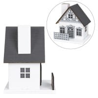 LED-Haus, graues Dach, mit Lichteffekt-Folie, 9,5cm x 8,2cm x 11cm