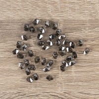 Perlen, Raute gewölbt, 6,5mm x 4,5mm x 5mm, facettiert, transparent, anthrazit, 45 Stück
