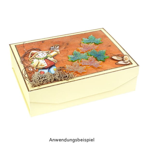 Kristallkunst, Schmuckstein Ahornblatt, 10cm x 30cm, selbstklebend, verschiedene Farben, 5 Bogen