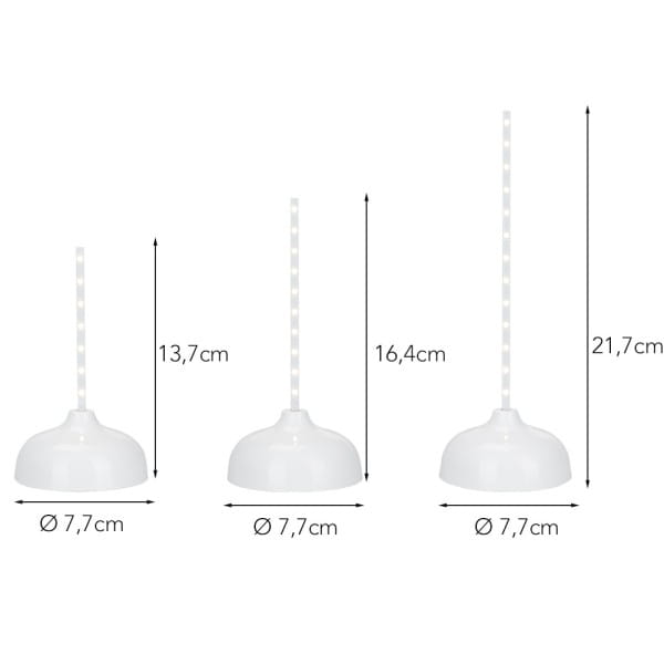 LED-Stab-Podeste, 3 Höhen, Ø7,7cm, 14-26 LEDs, warmweiß, inkl. Timer