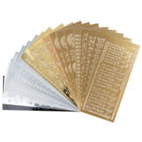 Sticker, Schriften/Anlässe, verschiedene Farben und Folien, 20 Bogen