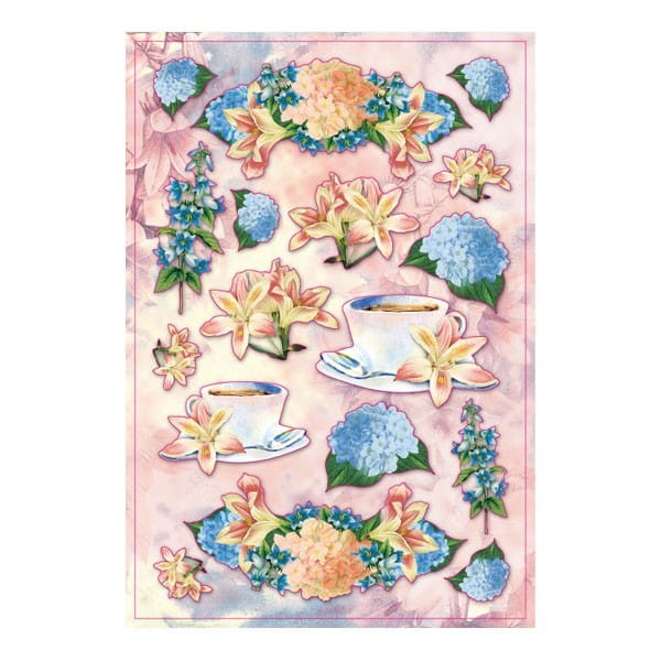 3-D Stickerbogen, Kaffeegedeck, 12,5 x 18,5 cm