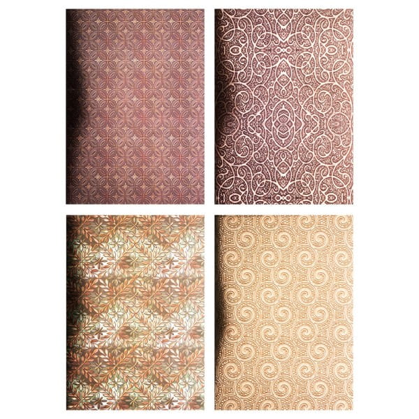 Motiv-Spiegelkarton, Metall-Ornamentik, 4 verschiedene Designs, DIN A4, 20 Bogen