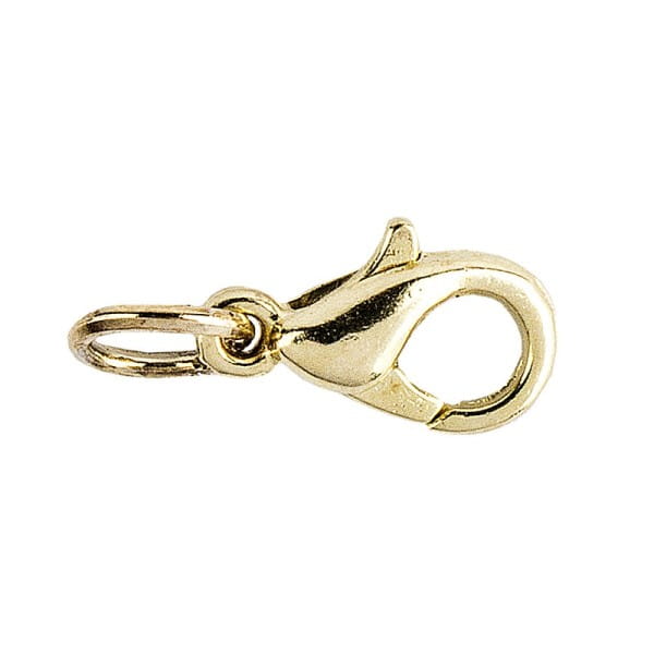 Karabiner, inkl. Spaltringe, 0,9cm x 0,5cm, hellgold, 25 Stück